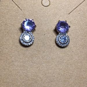 Bomb Party Stud Earrings Purple Stones